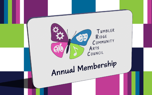 Mockup of TRCAC membership card, with TRCAC butterfly logo and text, above the words "Annual Membership" against a colour-block background in TRCAC brand colours.